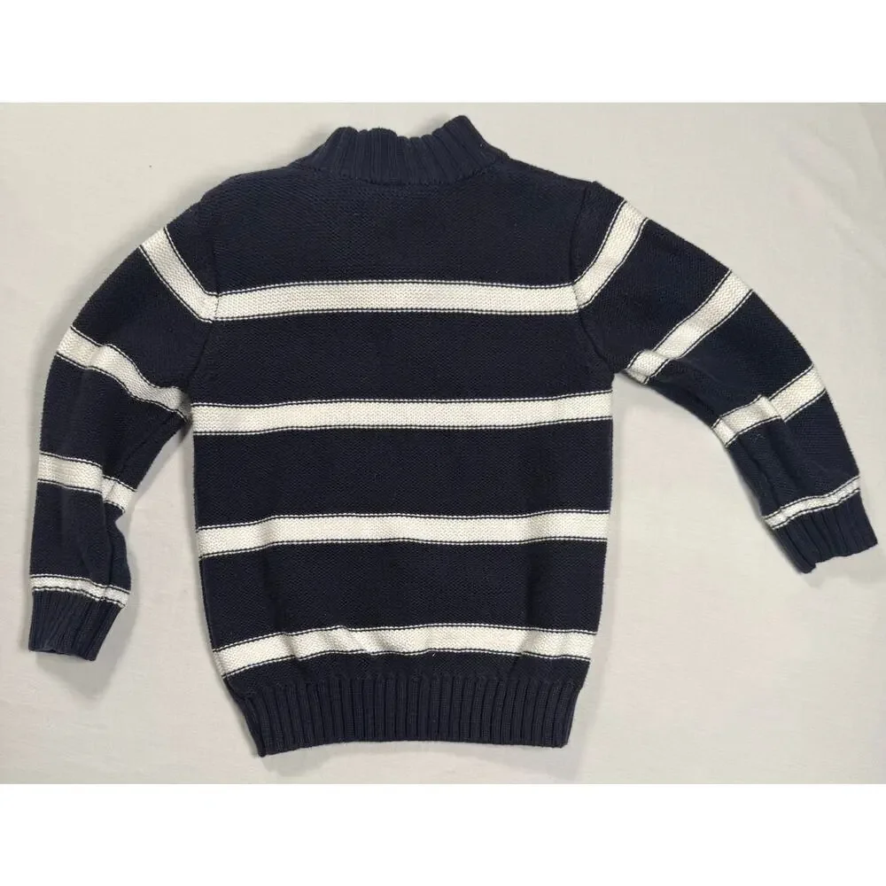 Gymboree Navy White Stripe Sweater Buttons Size 3T Boys Cotton